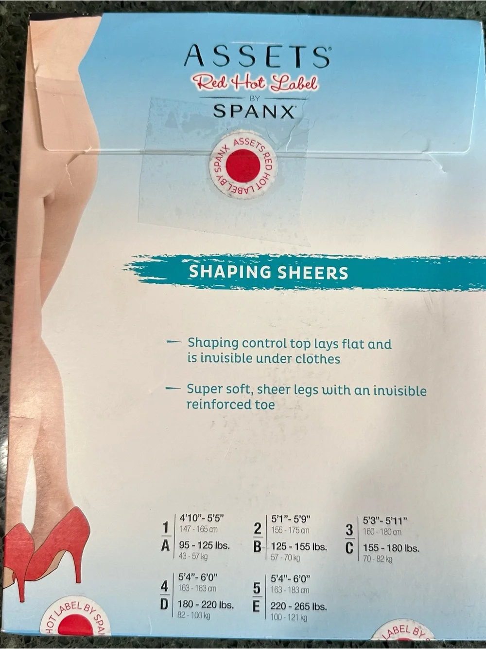 Assets Red Hot Label by SPANX Shaping Sheers Pantyhose Very Black Size 5/E NEW